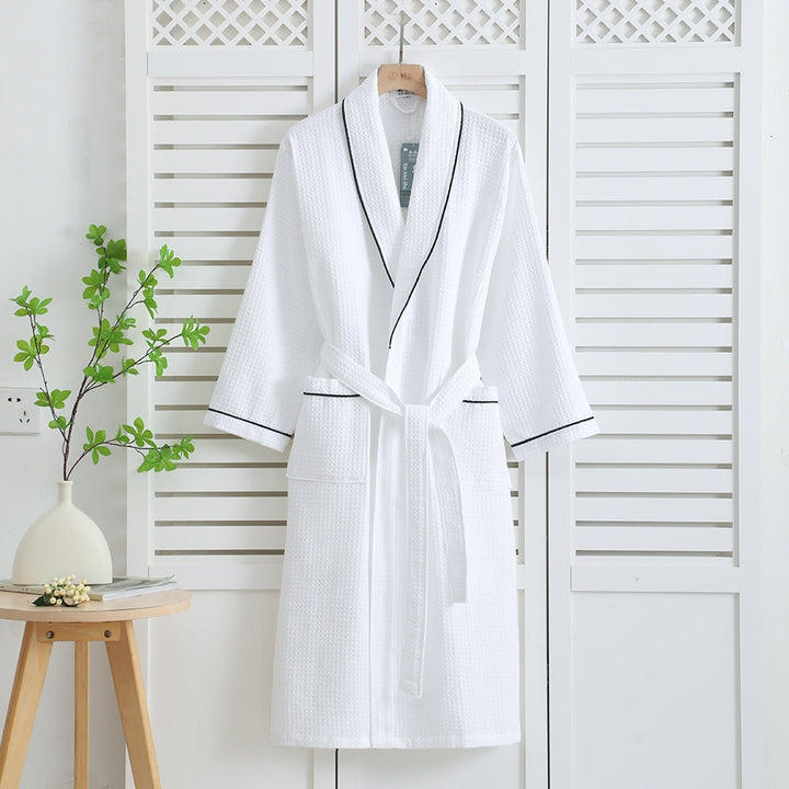 Gabrielle | Peignoir Gaufré Rose Manches Longues Poches