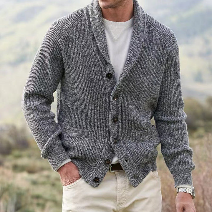 Guillaume | Cardigan Homme Laine Col Châle Boutonné