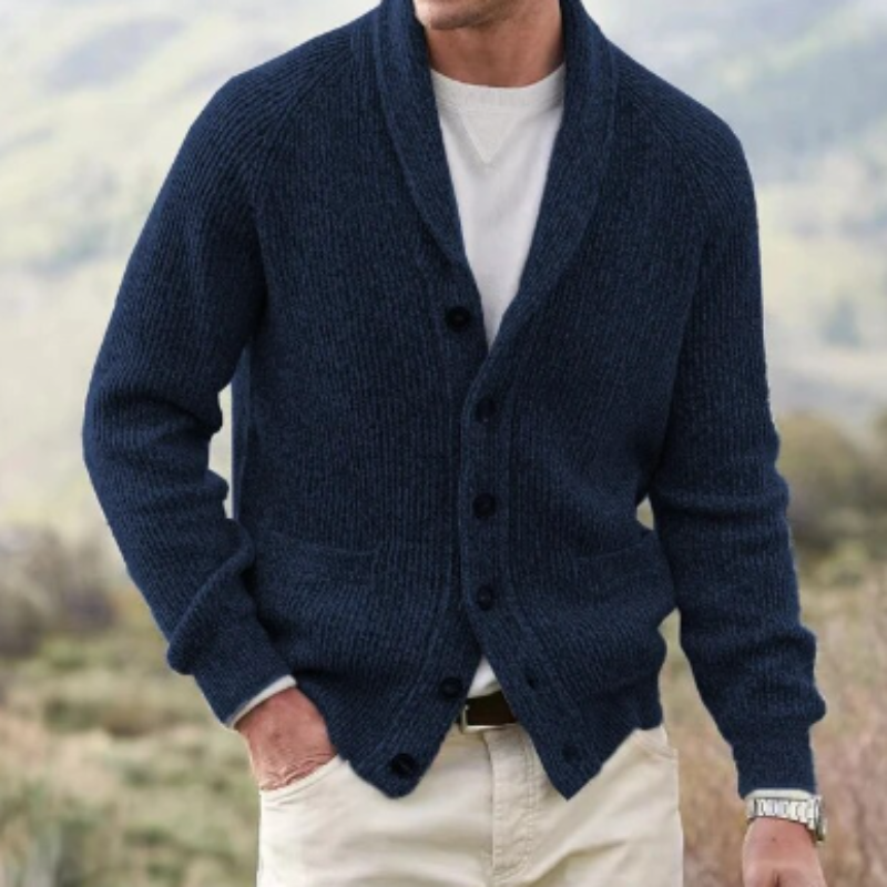 Guillaume | Cardigan Homme Laine Col Châle Boutonné