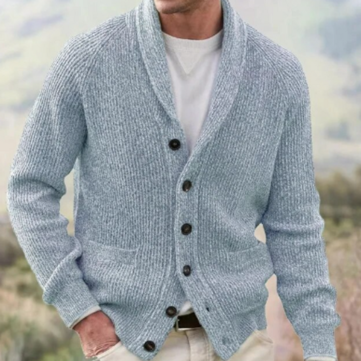 Guillaume | Cardigan Homme Laine Col Châle Boutonné