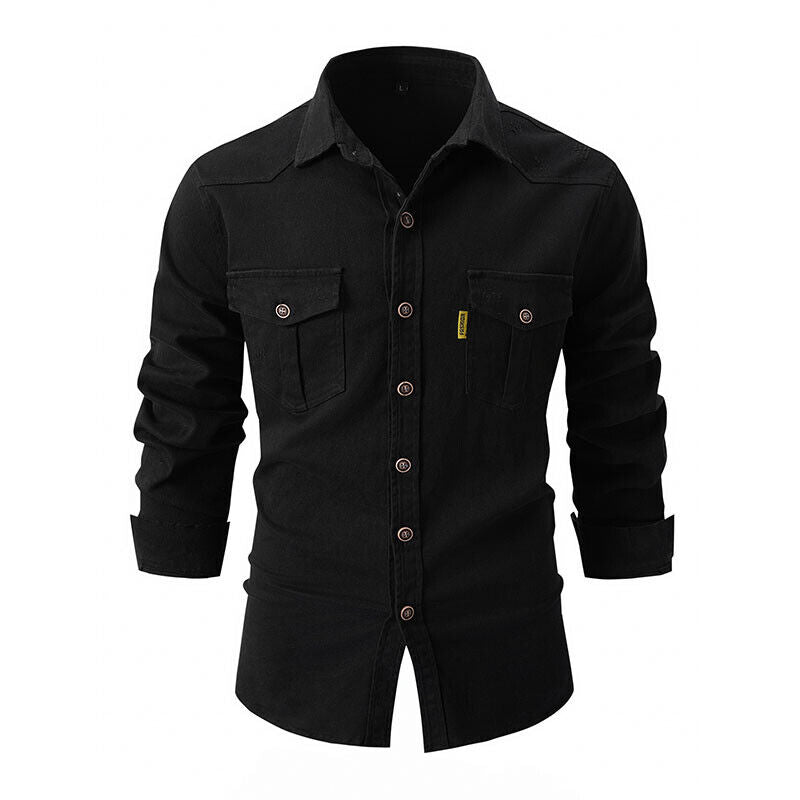 Guillaume | Chemise Homme Cargo Manches Longues Noire