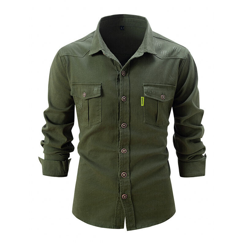 Guillaume | Chemise Homme Cargo Manches Longues Noire