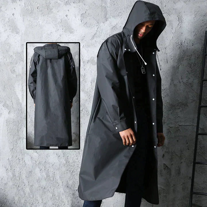 Guillaume | Imperméable Long Homme Capuche Noir