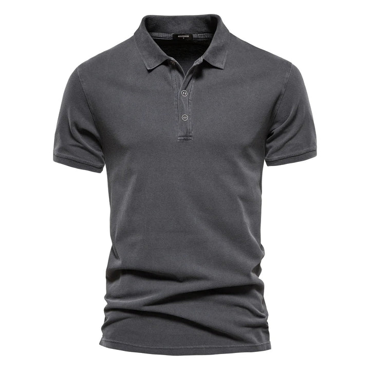 Guillaume | Polo Homme Gris Manches Courtes Col Boutonné