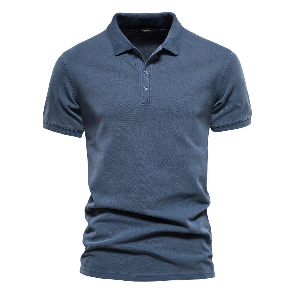 Guillaume | Polo Homme Gris Manches Courtes Col Boutonné