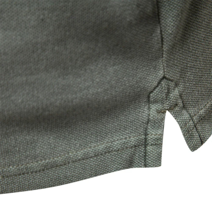 Guillaume | Polo Homme Gris Manches Courtes Col Boutonné