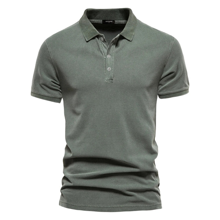 Guillaume | Polo Homme Gris Manches Courtes Col Boutonné