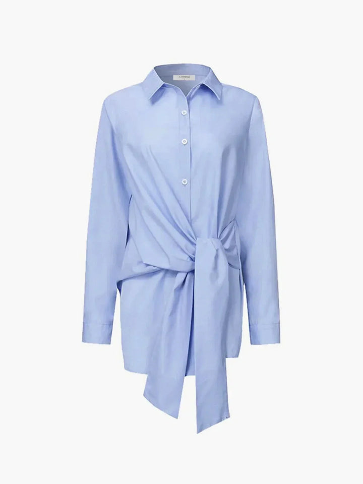 Héloïse | Chemise Femme Bleu Clair Manches Longues Col Pointu