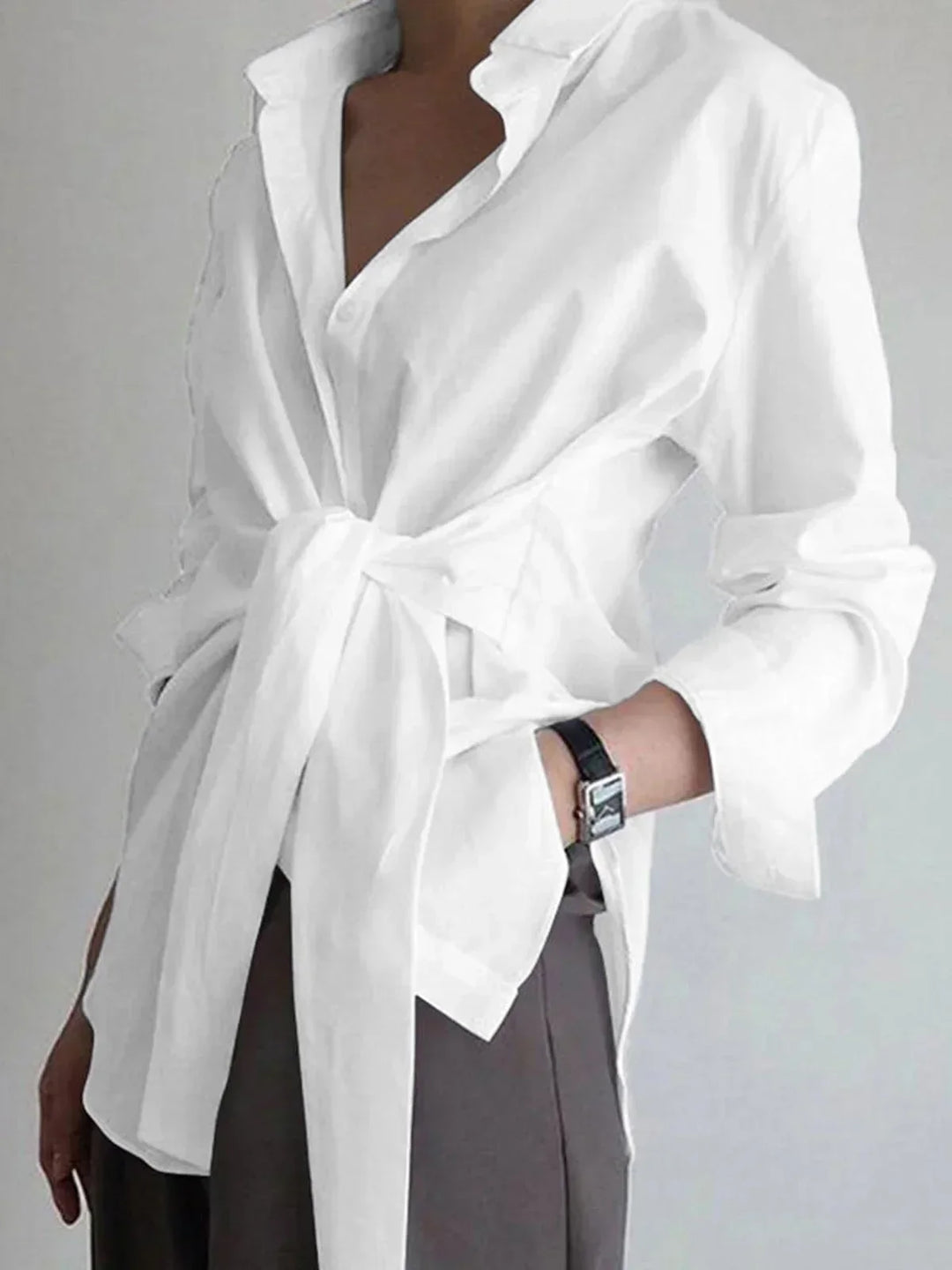 Héloïse | Chemise Femme Bleu Clair Manches Longues Col Pointu
