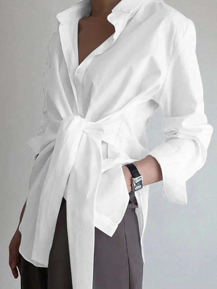 Héloïse | Chemise Femme Bleu Clair Manches Longues Col Pointu