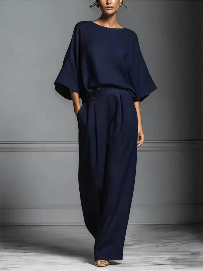 Héloïse | Combinaison Pantalon Large Femme Noire