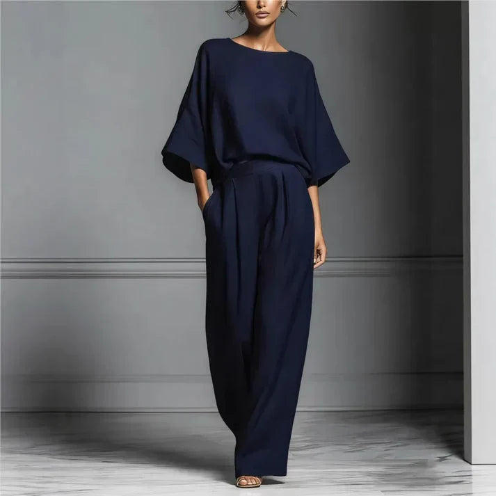 Héloïse | Combinaison Pantalon Large Femme Noire