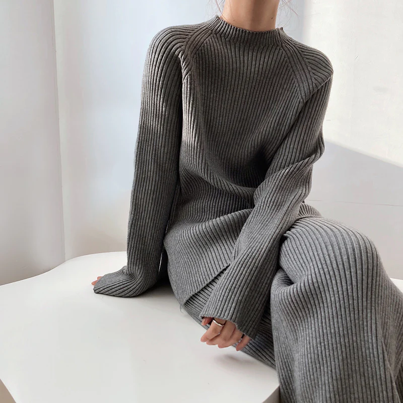Héloïse | Ensemble Pull et Pantalon Maille Côtelée Femme