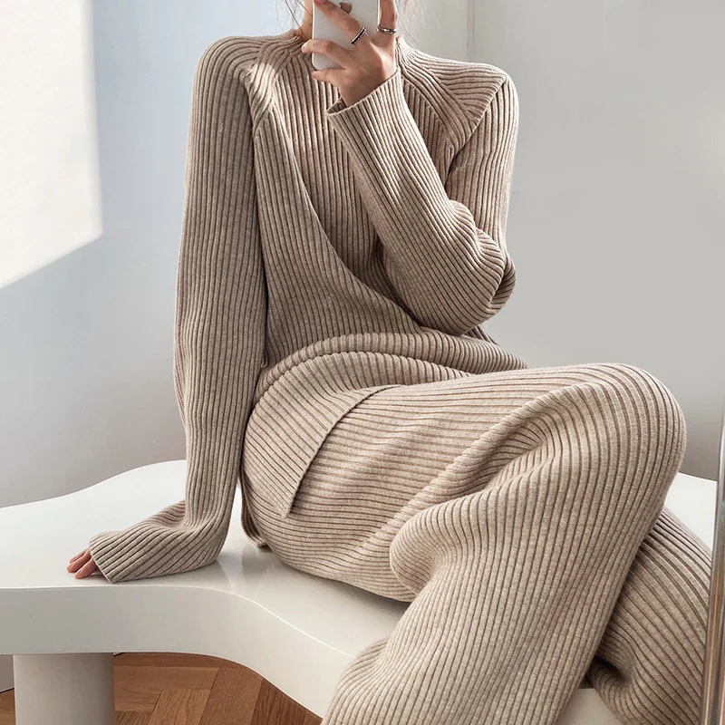 Héloïse | Ensemble Pull et Pantalon Maille Côtelée Femme