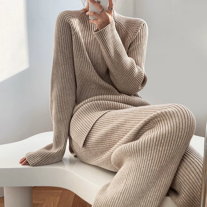 Héloïse | Ensemble Pull et Pantalon Maille Côtelée Femme