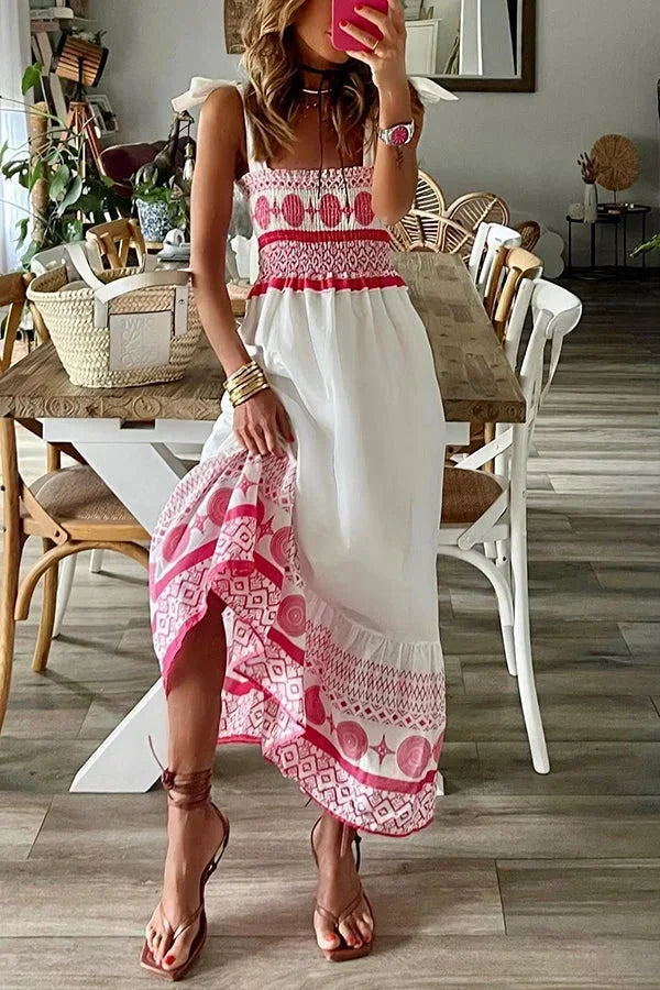 Héloïse | Robe Maxi Femme Broderie Rose
