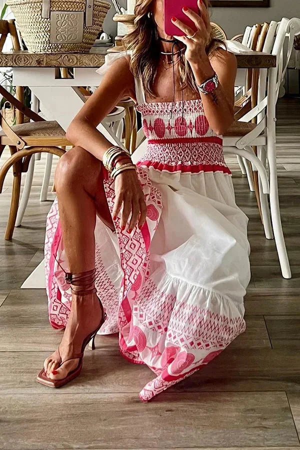 Héloïse | Robe Maxi Femme Broderie Rose