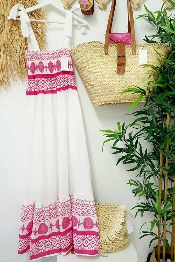 Héloïse | Robe Maxi Femme Broderie Rose