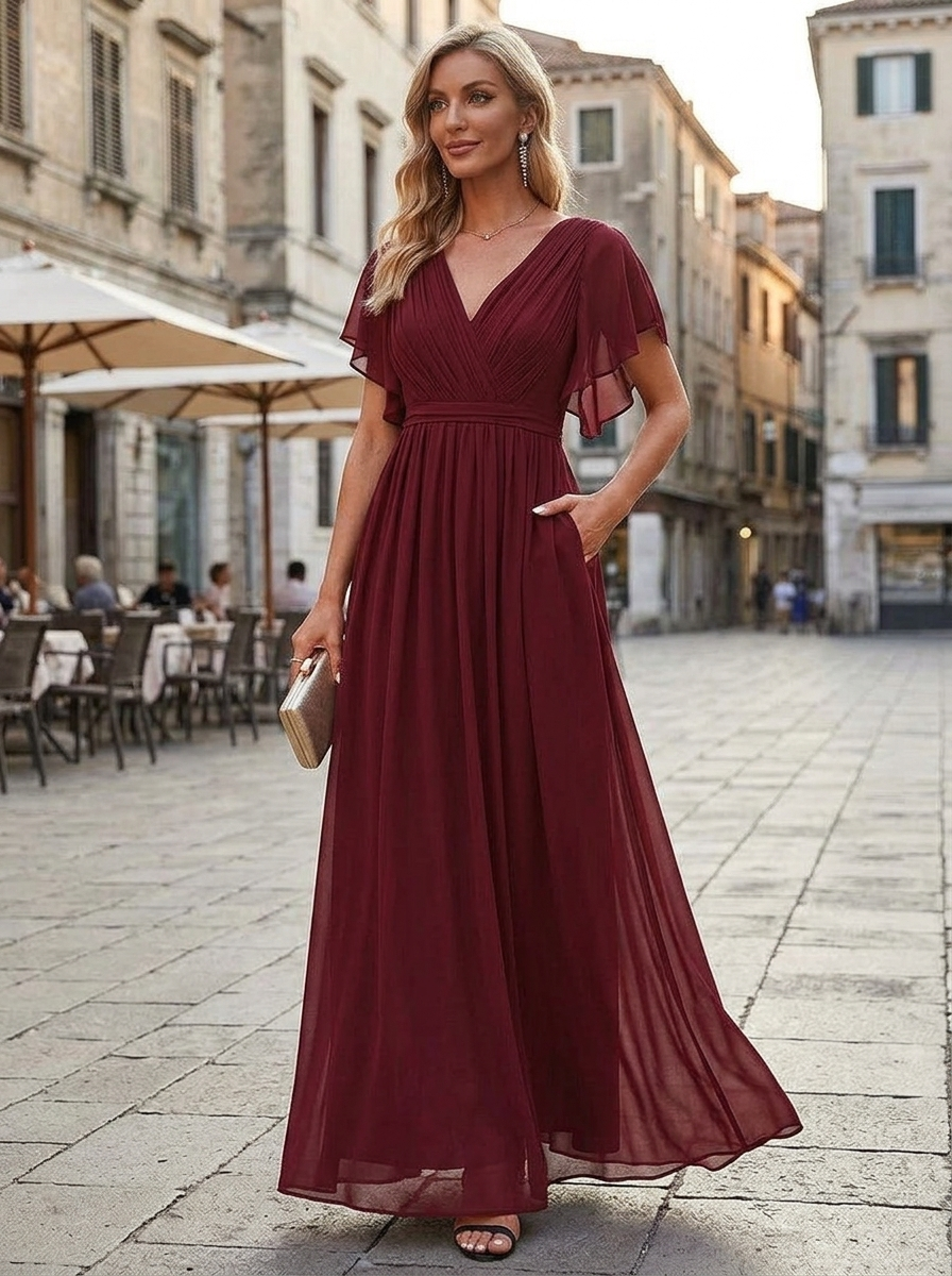 Héloïse | Robe de Soirée Longue Femme Manches Volantées
