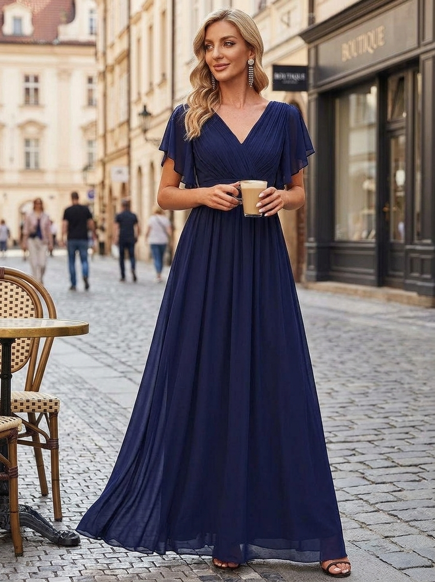 Héloïse | Robe de Soirée Longue Femme Manches Volantées