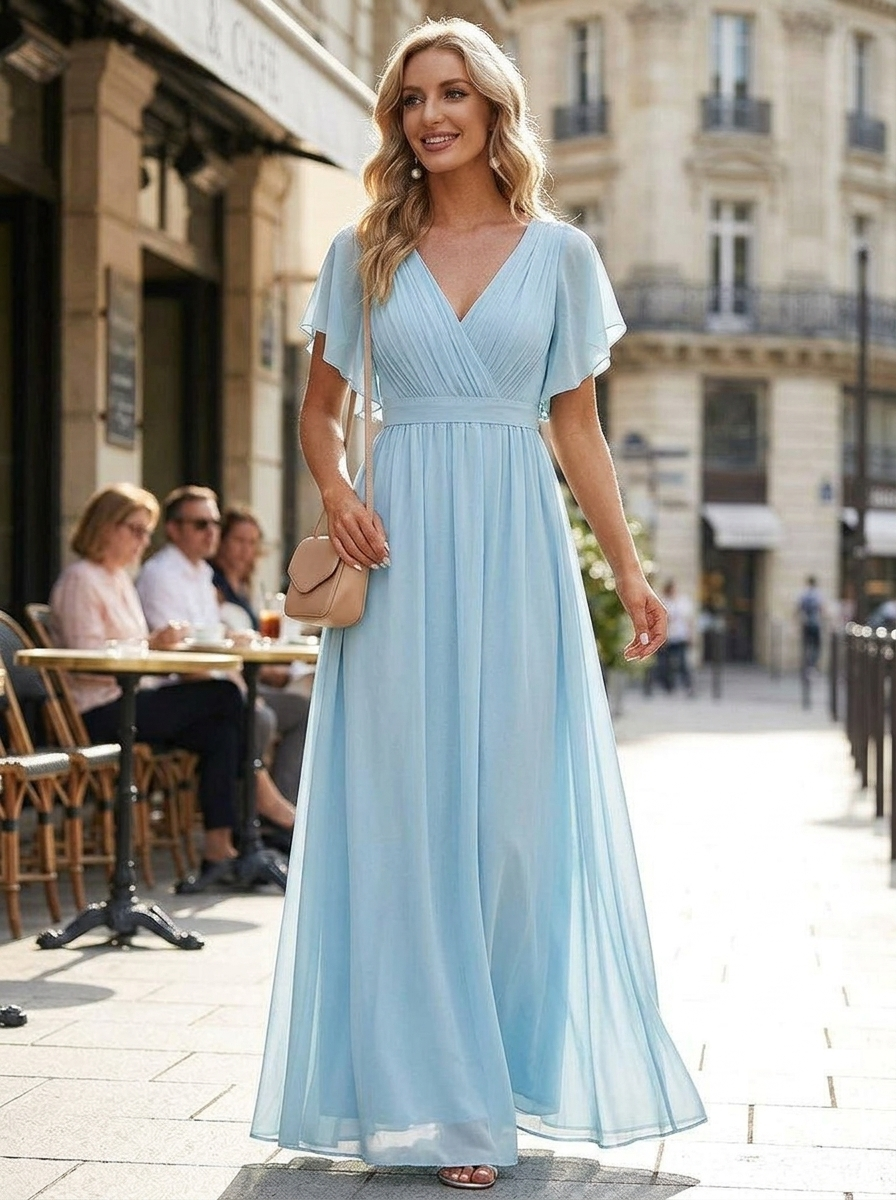 Héloïse | Robe de Soirée Longue Femme Manches Volantées