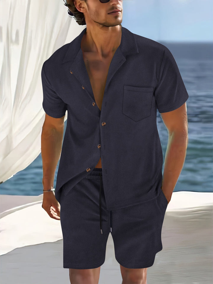 Hugo | Ensemble Short Chemise Homme Beige