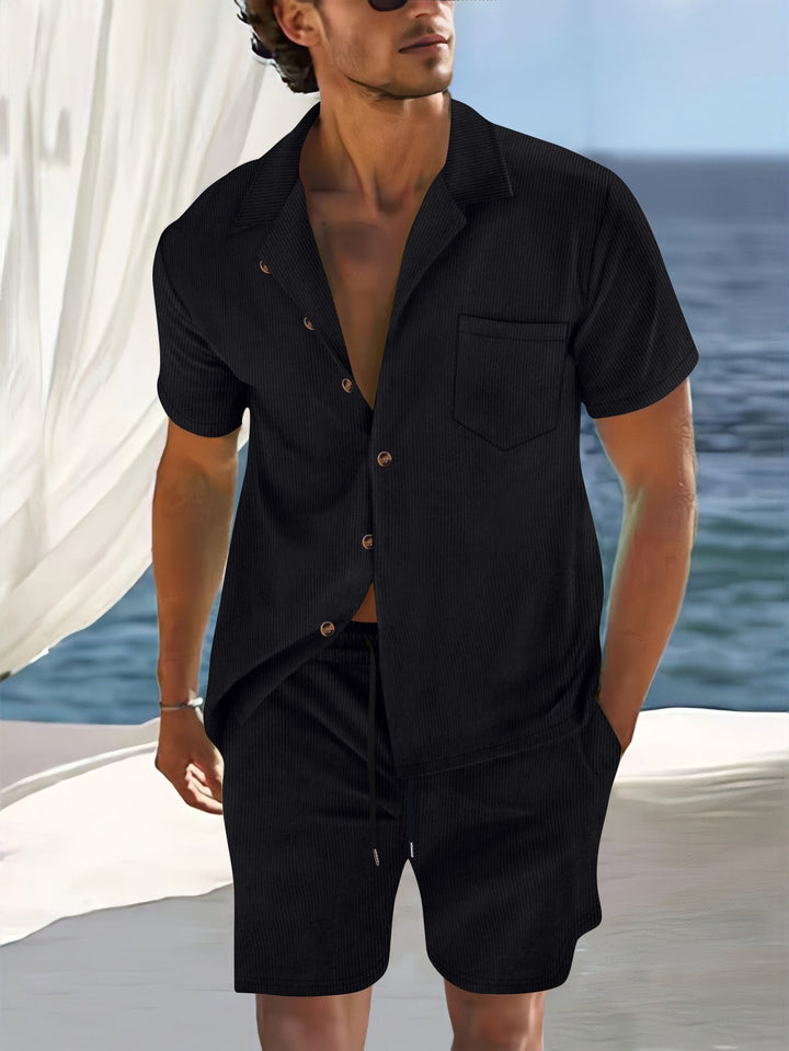 Hugo | Ensemble Short Chemise Homme Beige