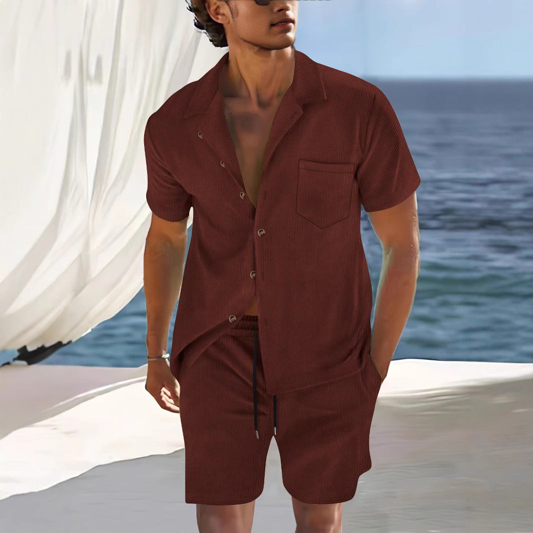 Hugo | Ensemble Short Chemise Homme Beige