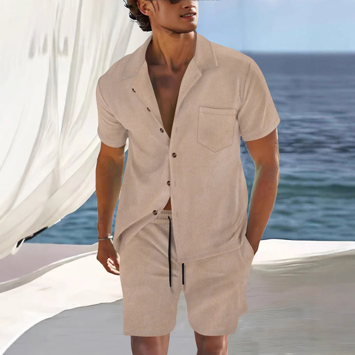 Hugo | Ensemble Short Chemise Homme Beige
