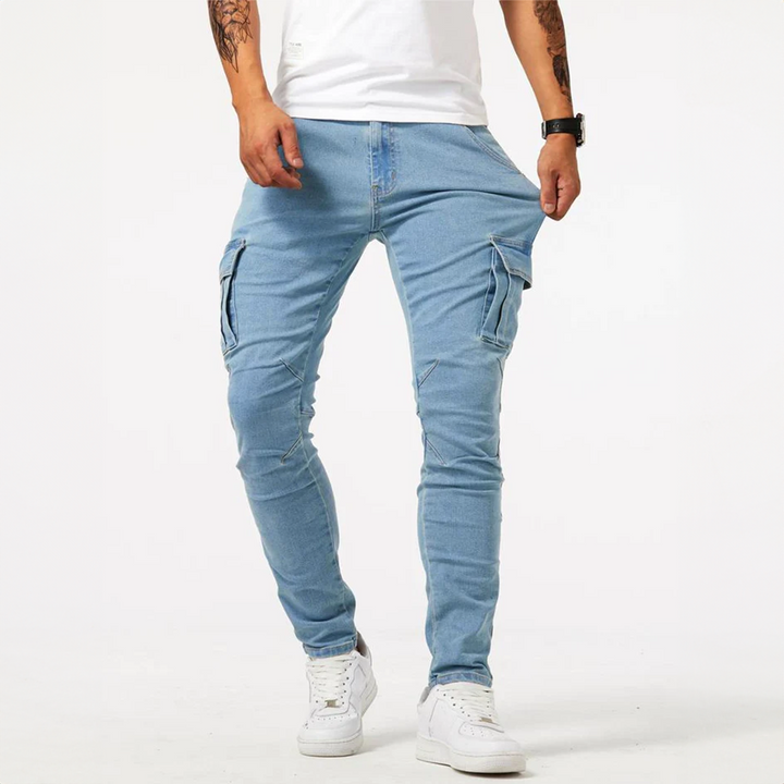 Hugo | Pantalon Cargo Homme Denim Gris Ajusté