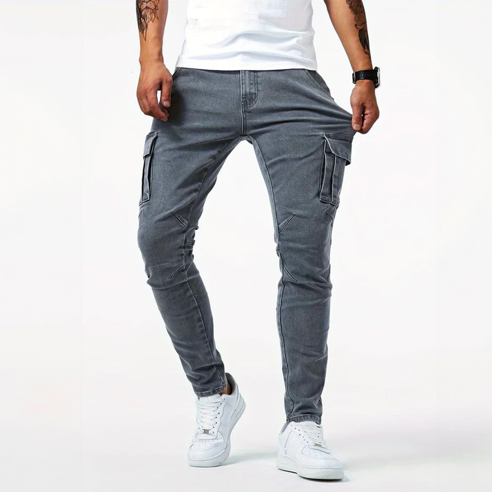 Hugo | Pantalon Cargo Homme Denim Gris Ajusté