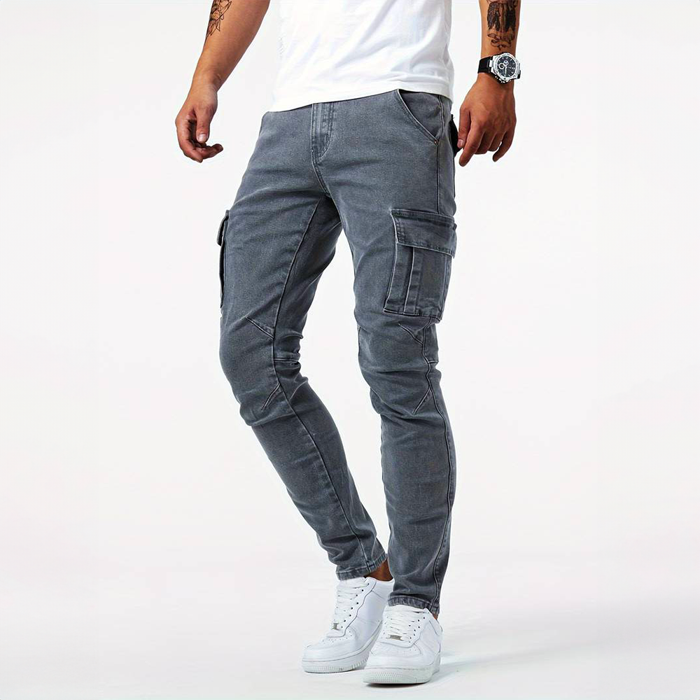 Hugo | Pantalon Cargo Homme Denim Gris Ajusté