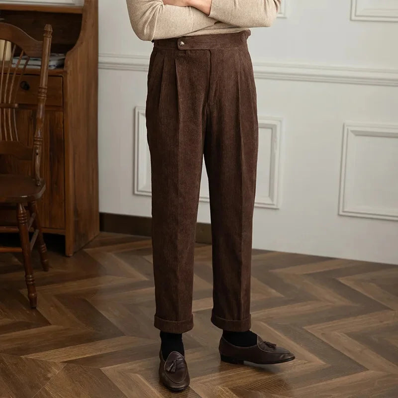 Hugo | Pantalon Velours Côtelé Homme Beige Coupe Ample