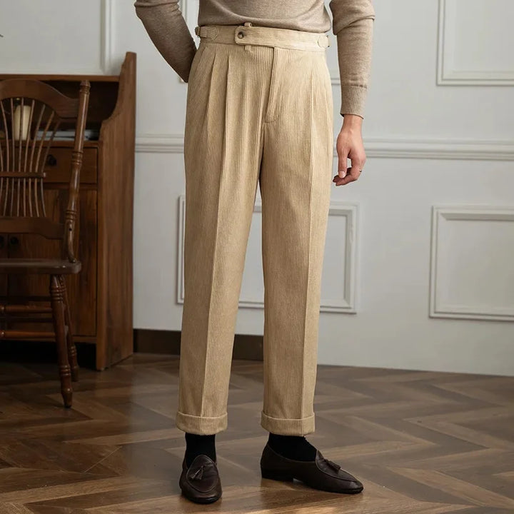 Hugo | Pantalon Velours Côtelé Homme Beige Coupe Ample
