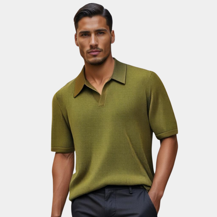 Hugo | Polo Homme Maille Texturée Kaki