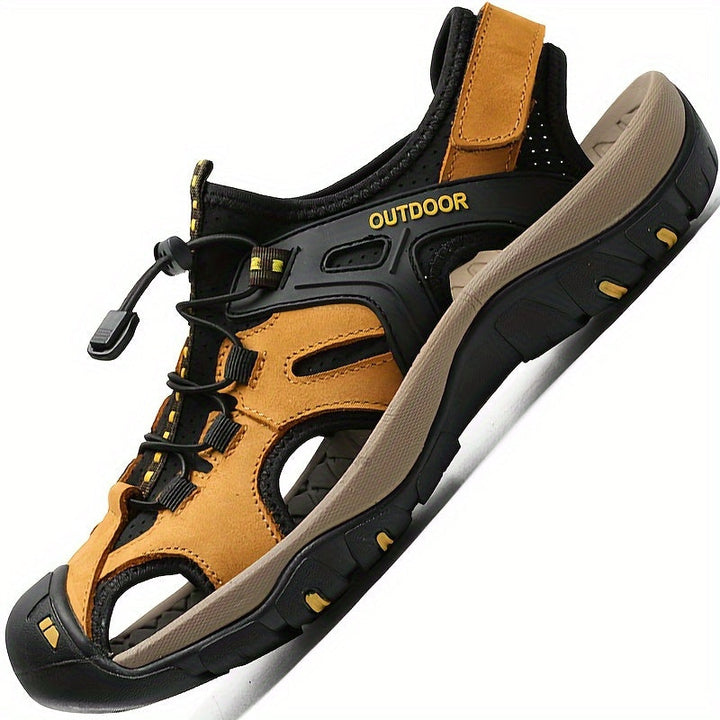 Hugo | Sandales Homme Daim Marron Réglables Bout Fermé