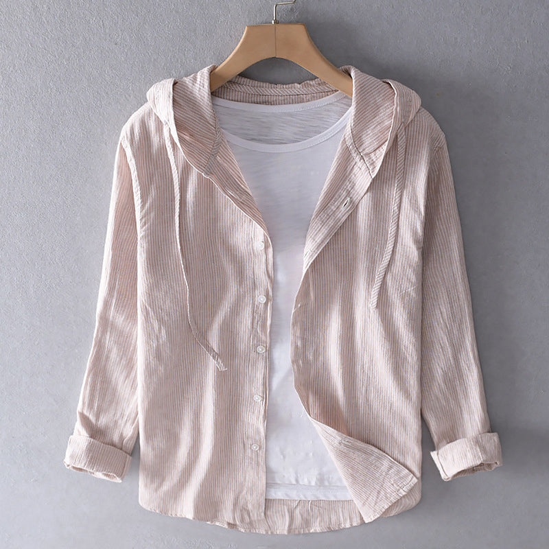 Inès | Chemise Rayée à Capuche Femme