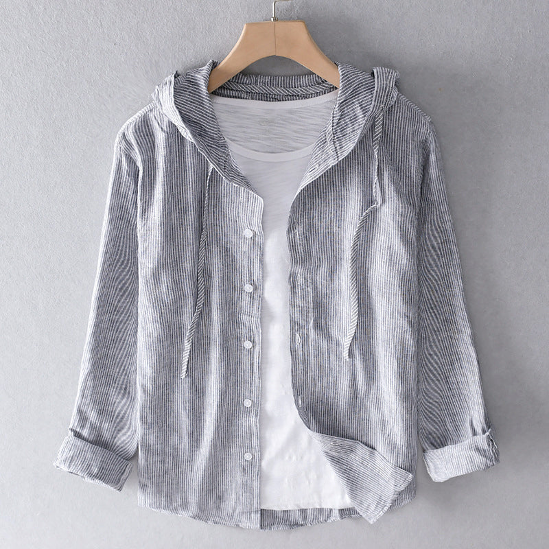 Inès | Chemise Rayée à Capuche Femme