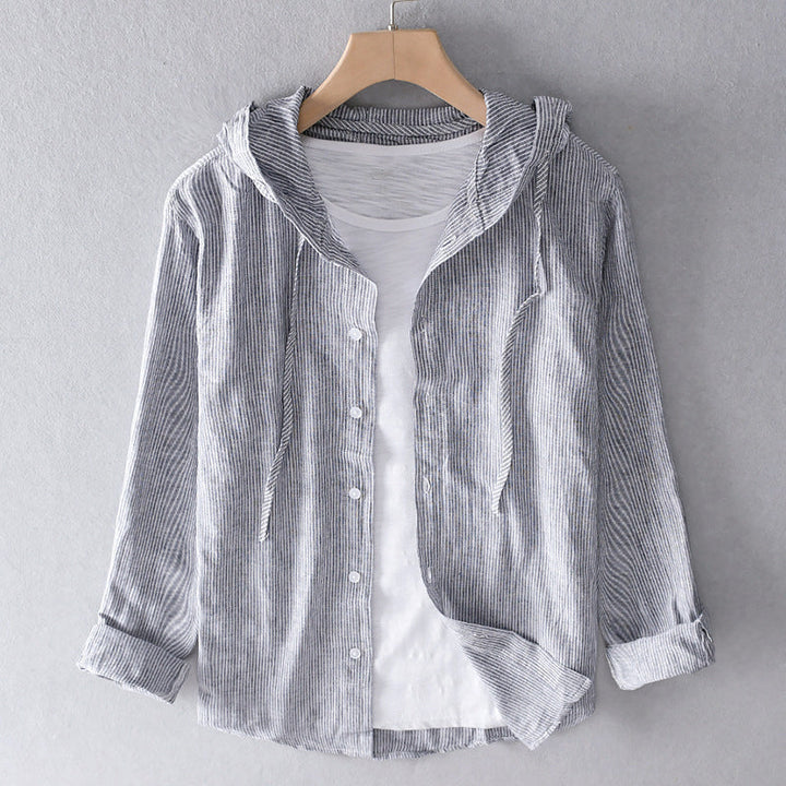 Inès | Chemise Rayée à Capuche Femme