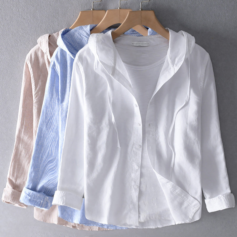 Inès | Chemise Rayée à Capuche Femme