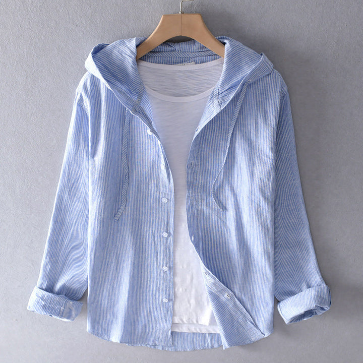Inès | Chemise Rayée à Capuche Femme