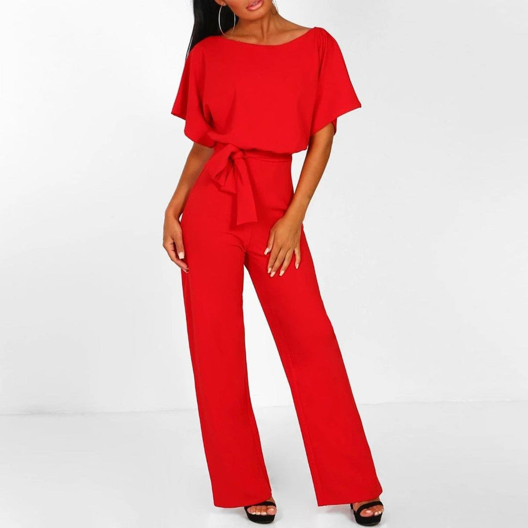 Inès | Combinaison Pantalon Femme Orange Ceinturée