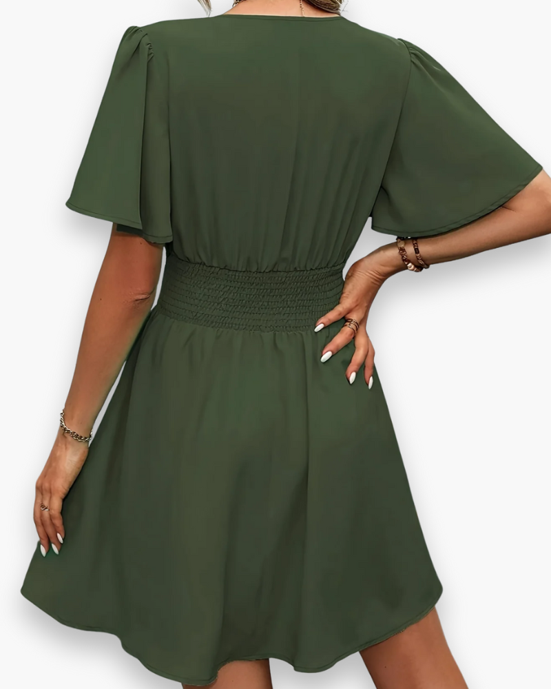 Inès | Robe Femme Col V Taille Haute