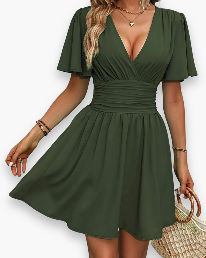 Inès | Robe Femme Col V Taille Haute