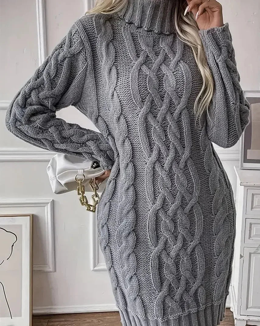 Inès | Robe Pull Courte Col Roulé Torsadée Femme