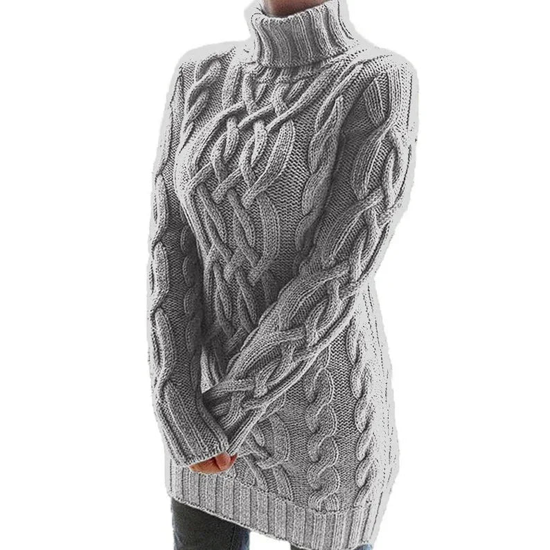 Inès | Robe Pull Courte Col Roulé Torsadée Femme