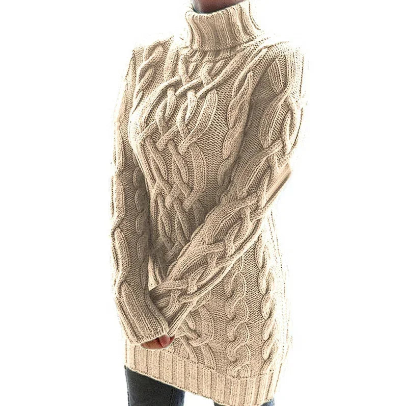 Inès | Robe Pull Courte Col Roulé Torsadée Femme