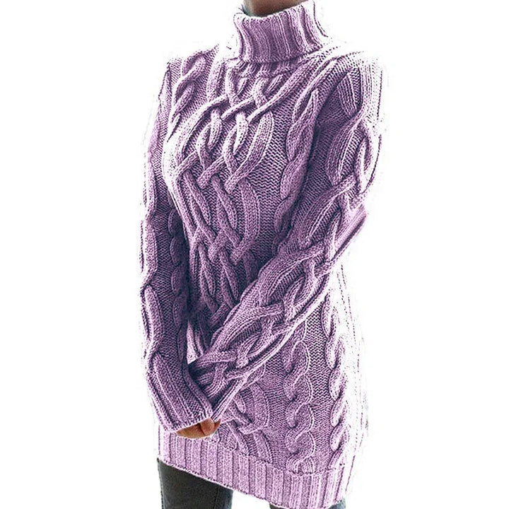 Inès | Robe Pull Courte Col Roulé Torsadée Femme