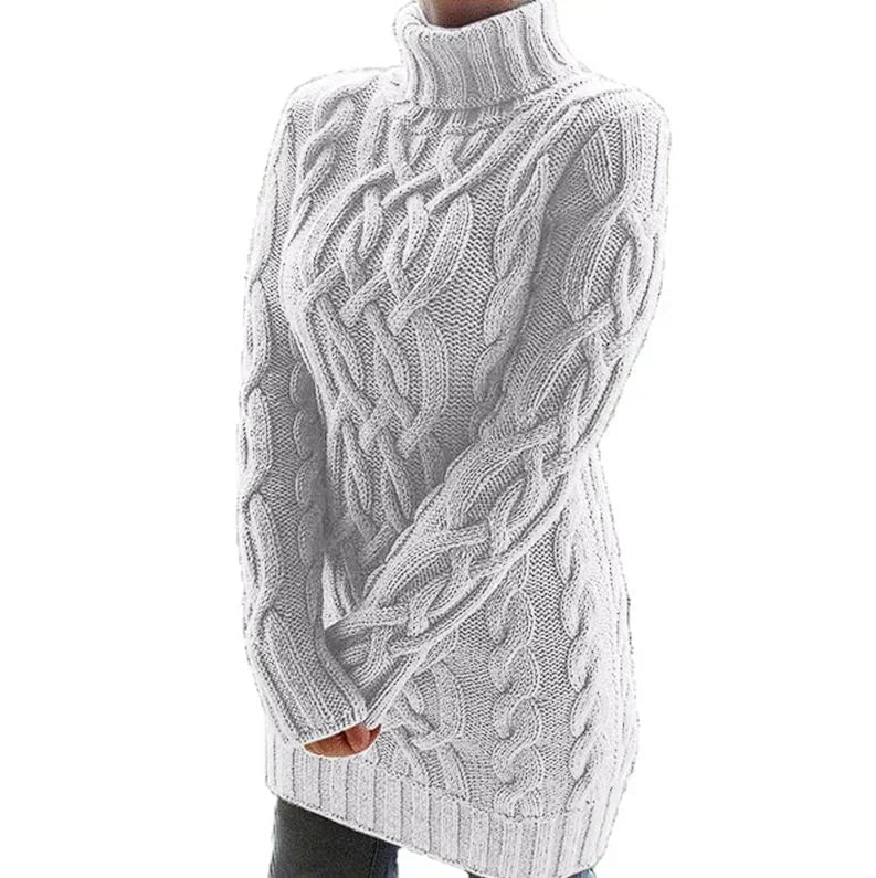 Inès | Robe Pull Courte Col Roulé Torsadée Femme