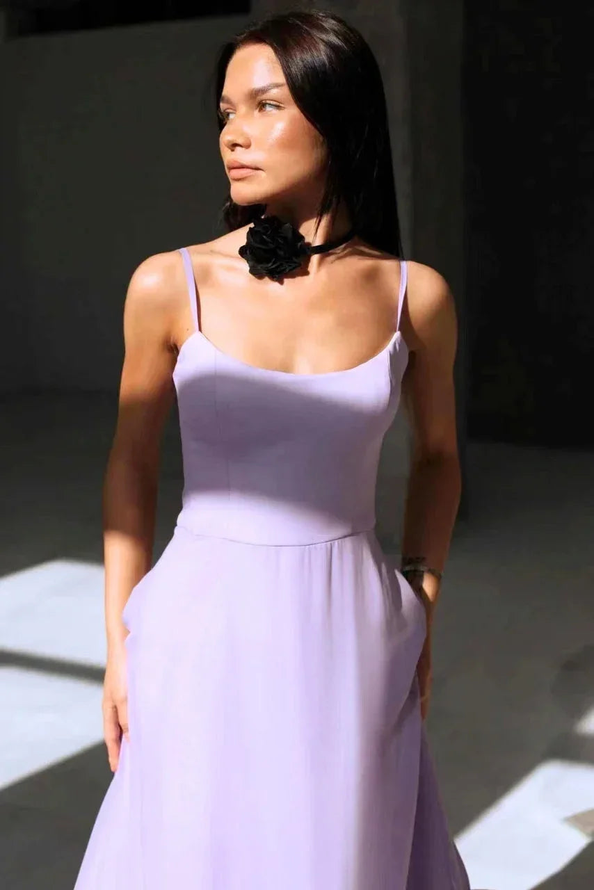 Inès | Robe de Soirée Rose Volants Midi